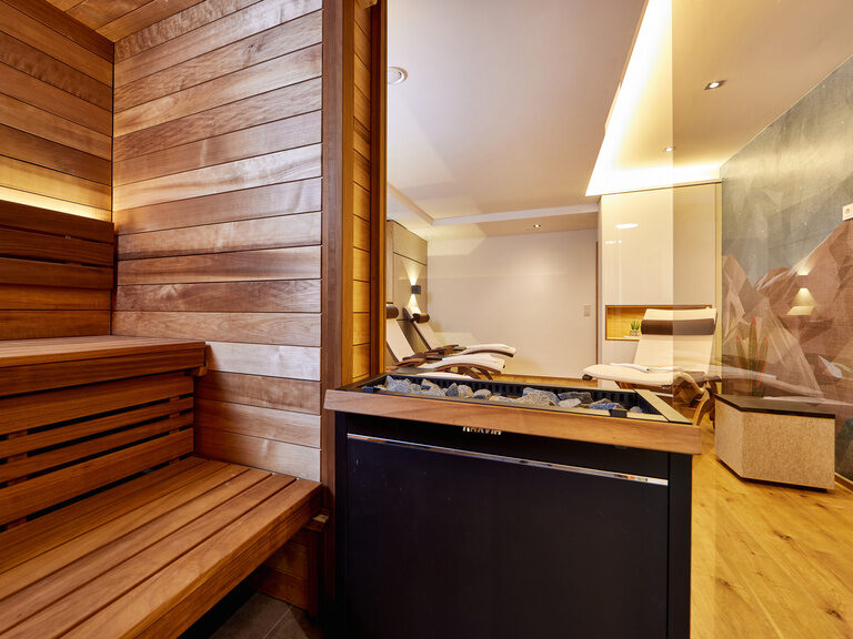 Die luxuriöse private Sauna der Bader Suites lädt zum Entspannen ein.